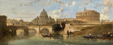 サンタンジェロの城と橋 ローマ イタリア David Roberts RA 都市景観 Oil Paintings